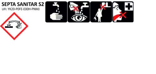 Extra hatékony szaniter tisztító gél nagytakarításokhoz vízkő és rozsda eltávolításához SEPTA SANITAR S2 1L