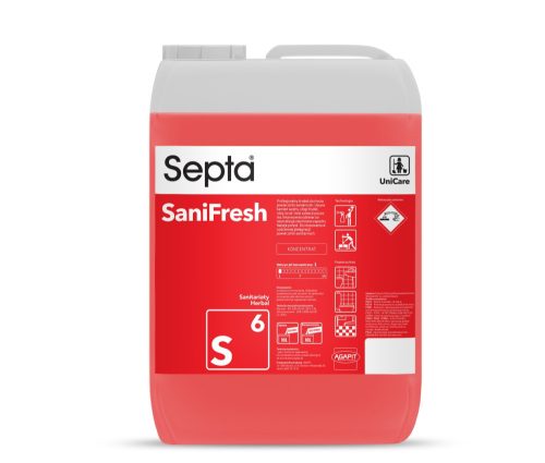 Szaniter helyiségek napi tisztítása szagsemlegesítő formulával SEPTA SANIFRESH S6 10L