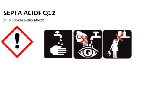 Koncentrált savas folyadék vízkő- és mészkőmentesítésre SEPTA ACIDF Q12 10L