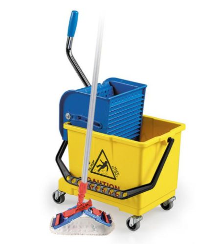 Felmosó szett gurulós vödörrel, moptartóval (40cm), lapos moppal nyéllel és kinyomóval Filmop King Set
