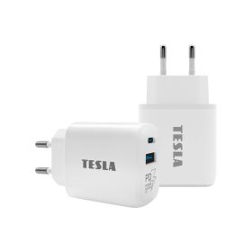   Tesla Power Charger T220, Kettős gyorstöltő 25 W PD 3,0/PPS (fehér szín)