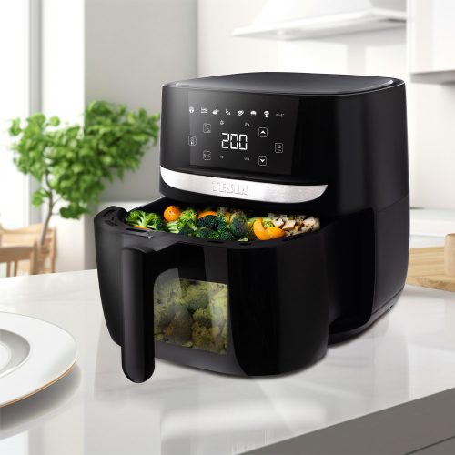 TESLA Aircook Q55 XL Pro multifunkcionális digitális forrólevegős sütő (fekete szín)