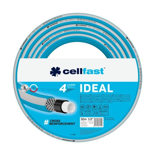 IDEAL 3/4" 4 Rétegű Kerti Tömlő 20 m - Kiváló Minőségű, UV- és Algásodásálló, 27 bar Nyomásállóság