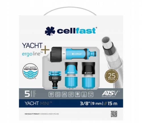 Cellfast YACHT MINI™ 5 Rétegű 3/8" 15 m Kerti Tömlőkészlet ERGO Adapterekkel