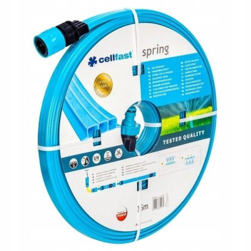 Rugalmas locsolótömlő 1/2" 7,5 m - Teljes Szórófejkészlettel, UV-álló, Háromcsatornás, Kadmium- és báriummentes