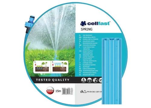 Rugalmas locsolótömlő 1/2" 7,5 m - Teljes Szórófejkészlettel, UV-álló, Háromcsatornás, Kadmium- és báriummentes