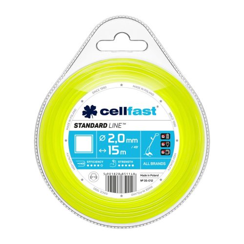 Cellfast STANDARD 2,0 mm x 15 m Szögletes Damil Fűkaszákhoz