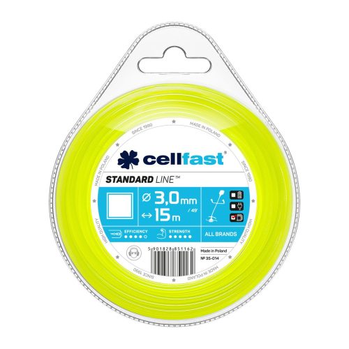 Cellfast STANDARD Damil Fűkaszákhoz - Négyzet Profil, 3,0 mm x 15 m