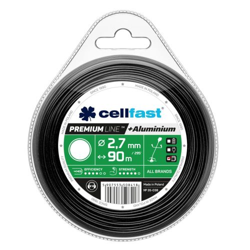 Alumínium Részecskékkel Erősített Prémium Damil Fűkaszákhoz - Kerek Profil, 2,7 mm x 90 m, Cellfast
