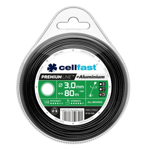 Alumínium Részecskékkel Erősített Prémium Damil Fűkaszákhoz - Kerek Profil, 3,0 mm x 80 m, Cellfast
