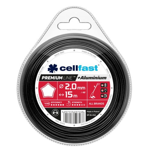 Alumínium Részecskékkel Erősített Prémium Damil - Csillag Profil, 2,0 mm x 15 m, Cellfast