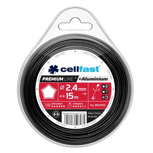 Alumínium Részecskékkel Erősített Prémium Damil - Csillag Profil, 2,4 mm x 15 m, Cellfast