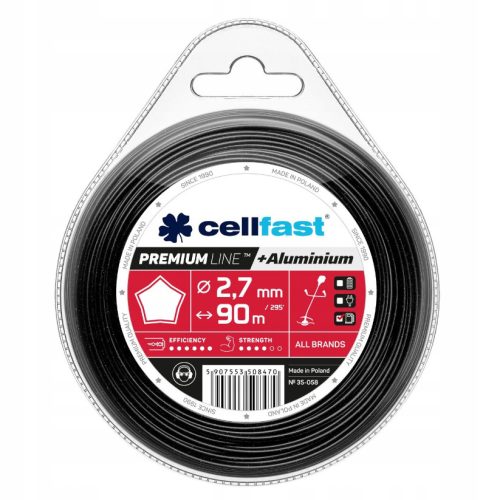 Alumínium Részecskékkel Erősített Prémium Damil - Csillag Profil, 2,7 mm x 90 m, Cellfast