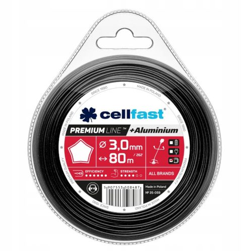 Alumínium Részecskékkel Erősített Prémium Damil - Csillag Profil, 3,0 mm x 80m, Cellfast