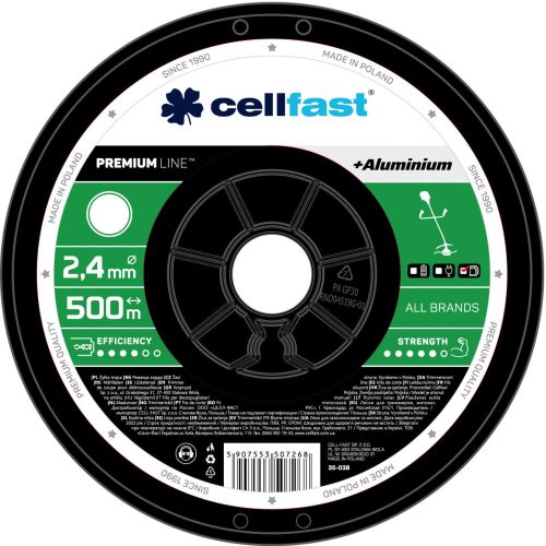 Alumínium Részecskékkel Erősített Prémium Damil Orsón - Kerek Profil, 2,4 mm x 500 m, Cellfast