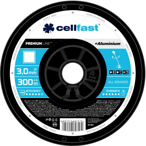 Cellfast PRÉMIUM Alumínium Részecskékkel Erősített Négyszögletes Damil Orsón - 3,0 mm x 300 m