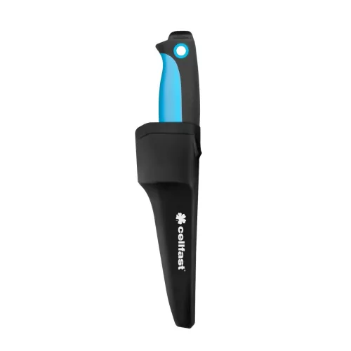 Cellfast 40-263 Multifunkcionális Kerti Kés Tartós 3CR13 Rozsdamentes Acél Pengével és Övkapcsos Tokkal