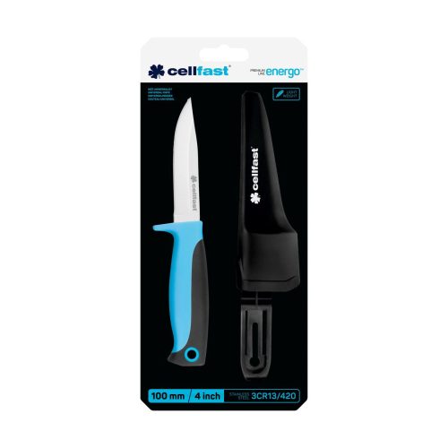Cellfast 40-263 Multifunkcionális Kerti Kés Tartós 3CR13 Rozsdamentes Acél Pengével és Övkapcsos Tokkal