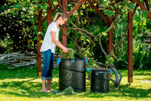 Kerti kosár 56 L - Levelek, Fű, Gallyak és Gyomok Gyűjtésére - Cellfast - Megerősített, Szakadásálló Anyag, Rugós Szerkezet