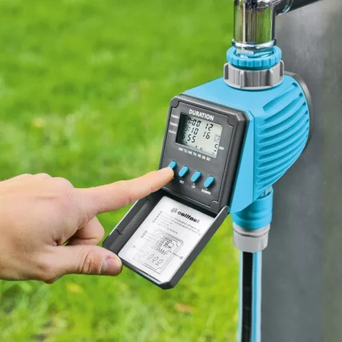 IDEAL Digitális Öntözésvezérlő - Kerti Öntözőrendszer, UNI FIT Technológiával, 1-99 perc Öntözési Időtartam, G3/4" és G1" Csatlakozó Méretek