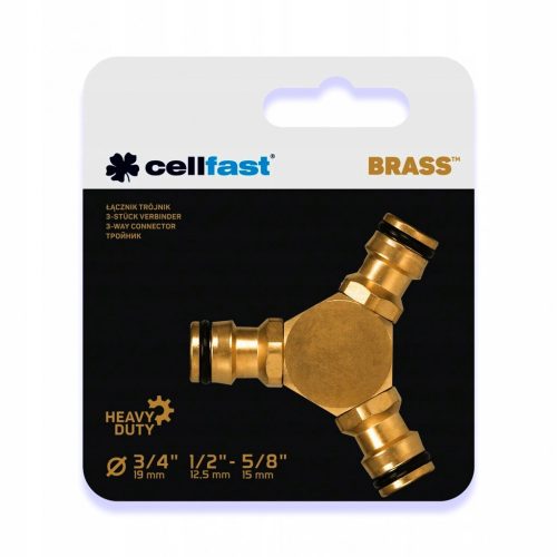 Elosztó Kerti Slaghoz Sárgaréz T-darab 3/4", 1/2"