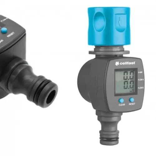 Cellfast IDEAL elektronikus vízátfolyás mérő és kerti vízfogyasztás mérő (52-096)