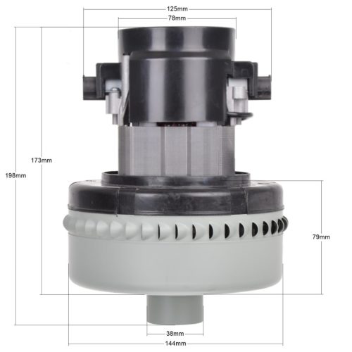 Szívómotor Hako B30 és B45 padlótisztító gépekhez, perifériás kifújással (24V - 400W)