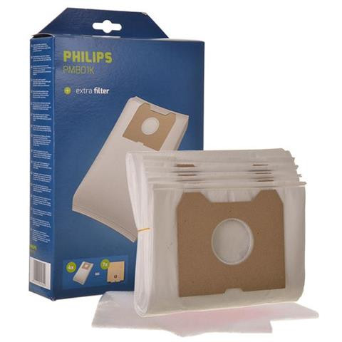 WORWO PMB01K mikroszálas porzsák Philips porszívókhoz, 4 db + motorvédő szűrő