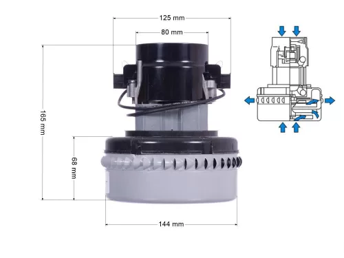Eredeti AMETEK 116555-13 Szívómotor | 24V 480W | Hako, Adiatek