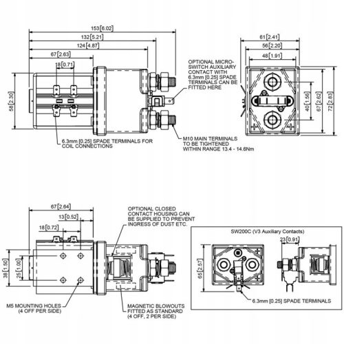 Utángyártott SW200 Kontaktor - 24V 400A - Albright cseredarab