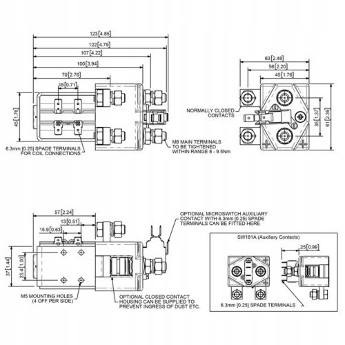 Utángyártott SW181 Kontaktor - 24V 200A - Albright cseredarab