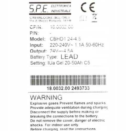 Professzionális SPE CBHD1 akkumulátor töltő (24V 4,5A) Kärcher BD 40/12 és Hako B 12 gépekhez