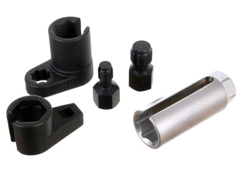 5 részes lambda szonda kulcs- és menetjavító készlet, króm-vanádium/króm-molibdén acél, M12–M18, 3/8"–1/2", 22 mm