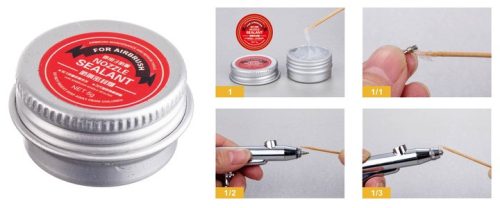 Airbrush tisztító és karbantartó készlet – menettömítő, vízálló zsír, tűk, kulcsok, kefék