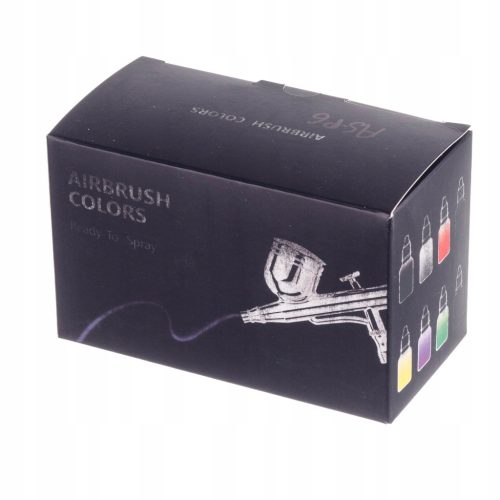 Akril airbrush festék készlet – 6 szín, hígító és tisztító