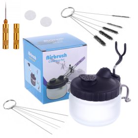   Airbrush tisztító és karbantartó készlet tartállyal és kefe készlettel