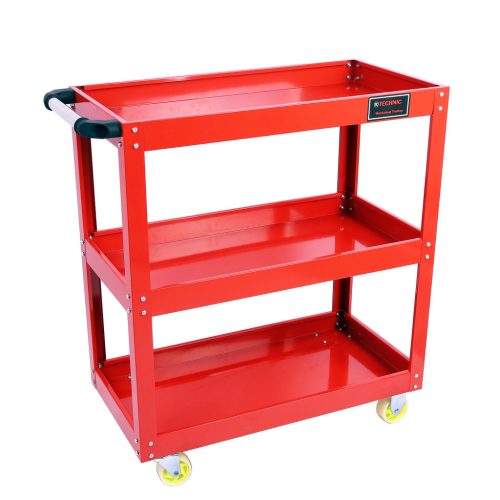 TC Technic 3 polcos műhelykocsi, 150 kg teherbírással, fékezhető kerekekkel