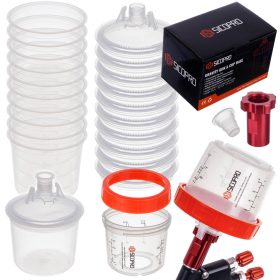   PPS Rendszerű Festékkeverő Pohár Készlet Adapterrel (200 ml, 10 db, 125µm)