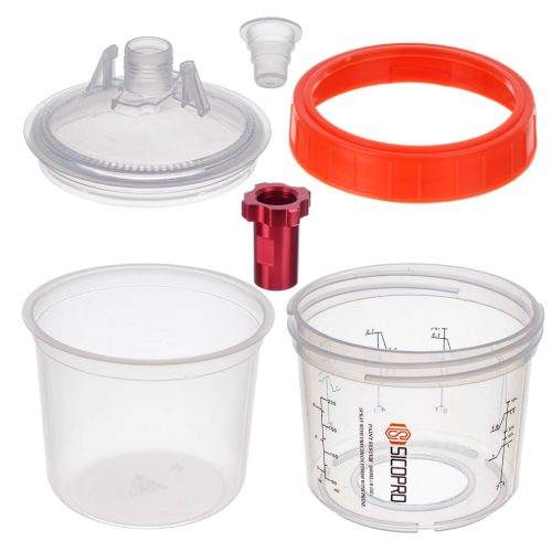 PPS Rendszerű Festékkeverő Pohár Készlet Adapterrel (200 ml, 10 db, 125µm)