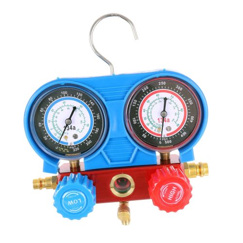 R134a klímateszter készlet manométerrel és gyorscsatlakozókkal