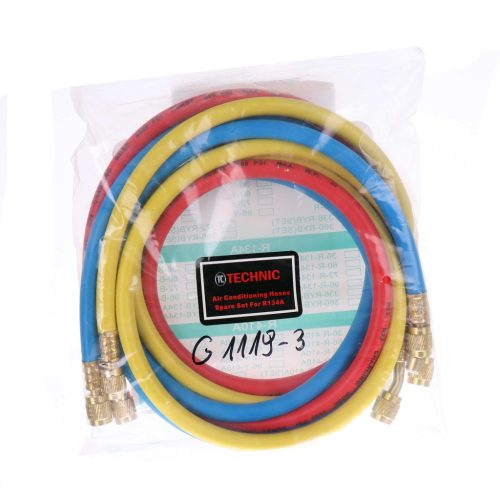 Klíma töltőcső készlet 3 db, R134A / R1234YF, 1/4 colos SAE csatlakozóval