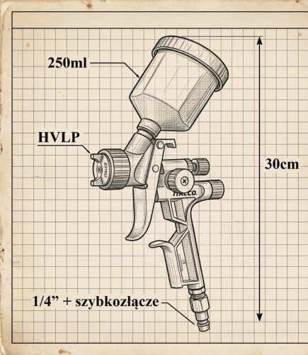 ITALCO GLOSS LIGHT Mini HVLP Festékszóró Pisztoly 0,8 mm Fúvókával