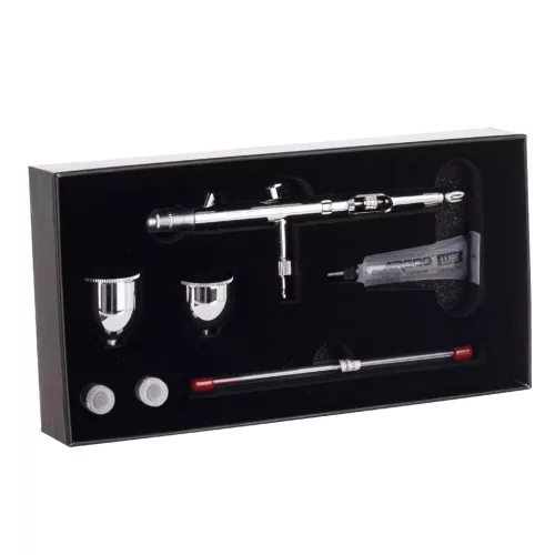 AIRGOO PRIME Modellező Airbrush Pisztoly 0.3/0.5mm Fúvókával, Két Tartállyal