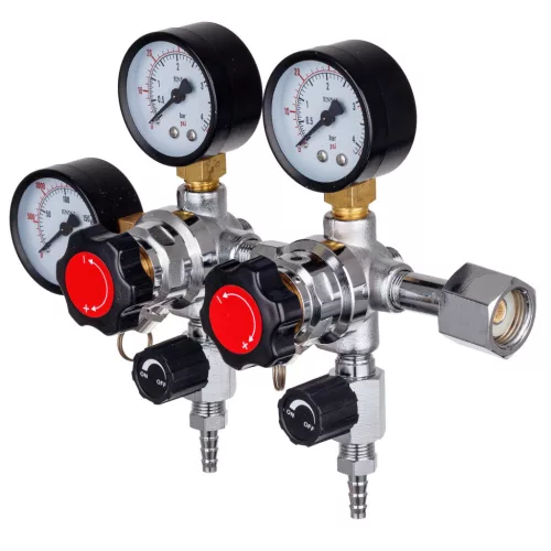 Kétkörös CO2 Nyomáscsökkentő Reduktor, 3 Manométerrel