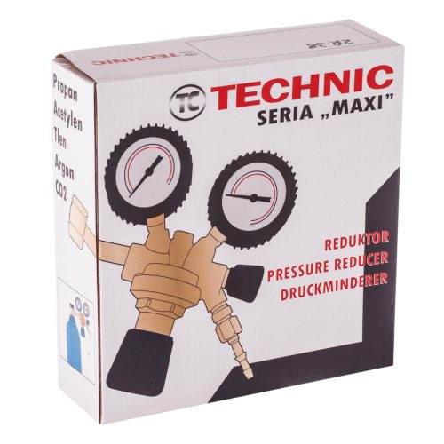 Propán-bután palack reduktor PB-gázhoz 2x manométer hosszú szívócső - ZR-39P