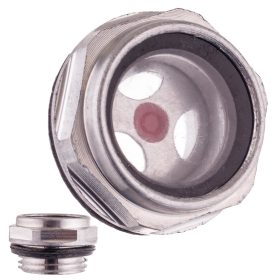   WS-04A ablakos olajszint-ellenőrző és olajbetöltő záródugó kompresszorhoz, szivattyúhoz, 1/2" (kb. 20,5 mm külső átmérőjű) menettel, alumínium testtel, üveg betekintő ablakkal, műanyag elemekkel és gumitömítéssel