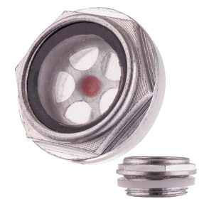   Olajszint-ellenőrző szemüveges olajbetöltő záródugó kompresszorhoz, 3/4" külső menet, 26,5 mm átmérő, alumínium/műanyag/üveg kivitel