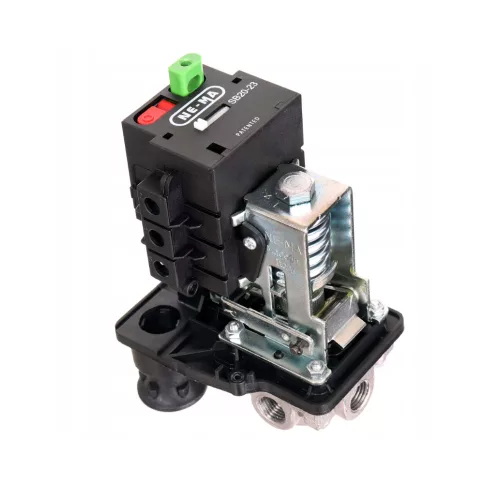 Nyomáskapcsoló kompresszorhoz 8/10bar 4-6.3A 2.2-2.5kW 400V 3/8+3x1/4 NE-MA