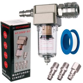   TC Technic AF2000 1/4" levegőszűrő és vízleválasztó pneumatikus gyorscsatlakozó készlettel