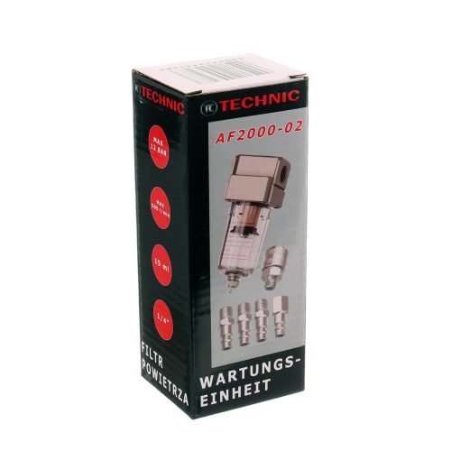 TC Technic AF2000 1/4" levegőszűrő és vízleválasztó pneumatikus gyorscsatlakozó készlettel